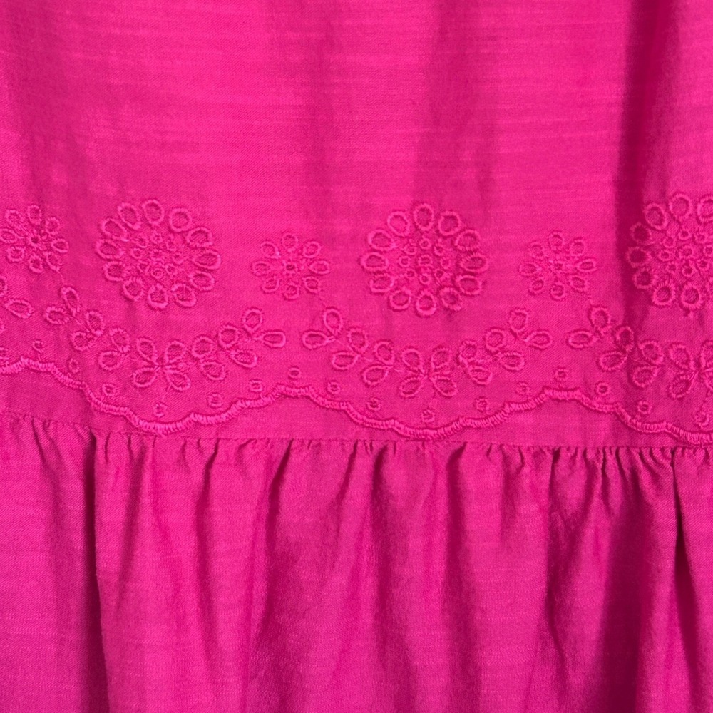 St Johns Bay Womens Magenta Pink Tiered Eyelet Sleeveless Dress Small NWT - Picture 4 of 8